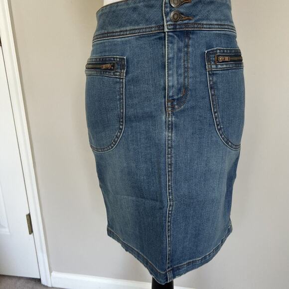Prana Denim Skirt Mini Pencil Fitted Pockets Casual Everyday - Picture 1 of 8